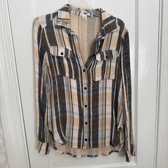Paige Flannel Plaid Button Down Shirt - Picture 1 of 5